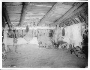 Interior of a Navajo hogan, ca.1901