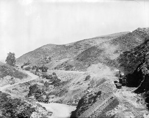 The construction of the Pacific Electric Railroad Line through the Cahuenga Pass, San Fernando Vally, Los Angeles, January 1911