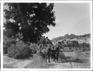 Staging (riding in a stage) in the Mountains with a spring wagon, ca.1880