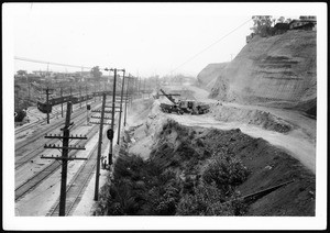 Construction of Ramona Boulevard, from Macy Street Bridge showing excavation in progress, June 4, 1934