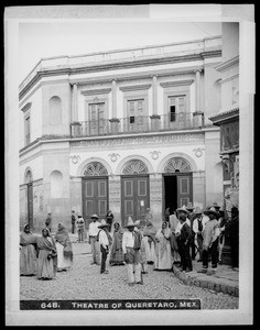 Patrons outside the Theater of Queretaro, Mexico, ca.1905-1910