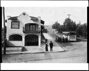 Exterior view of the Los Angeles and Mount Washington Incline Railway Station in Highland Park, 1910