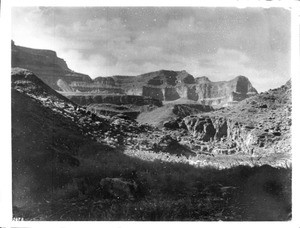 View of the north rim of the Grand Canyon from the trail from the river to Shunimo, ca.1900-1930