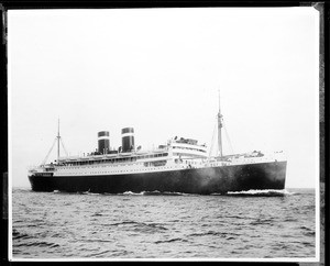 View of the Virginia, an electrically operated ship of the Panama Pacific Line, at sea, 1930-1940