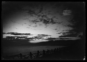 Ocean at Santa Monica, showing fence in extreme foreground