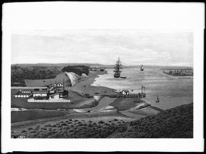 Drawing of Lindscow Landing, San Pedro, ca.1867-1878