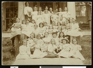 Portrait of a group of girls in a Sunday school class, 1895