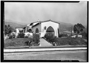 Exterior view of an unidentified Mission-style house