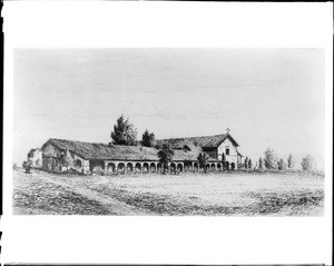 Drawing of the Mission San Juan Bautista, by Henry Chapman Ford, ca.1902