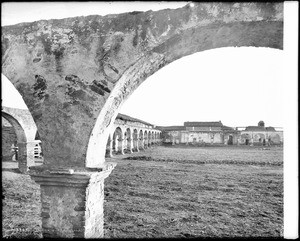 View of the quadrangle of Mission San Juan Capistrano from the north, Orange County, California, ca.1900