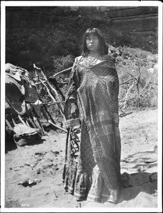 Young Havasupai Indian women with a baby basket, ca.1900