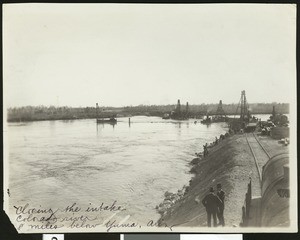 Construction work on an intake of the Colorado River, eight miles below Yuma, Arizona