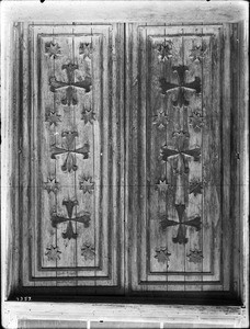 Church door of Mission San Idelfonso (San Ildefonso), New Mexico, ca.1905