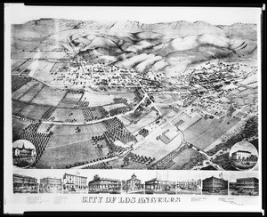 Lithograph of Los Angeles, ca.1871