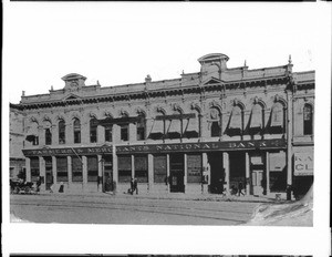 Exterior view of the Farmers and Merchants National Bank, ca.1880