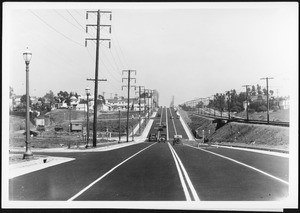 View of Santa Monica Boulevard looking east from Pandora Avenue after widening and paving, September 14, 1937