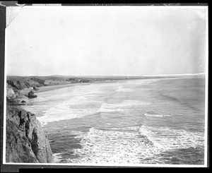 View of El Pismo Beach from the cliffs south of the town, ca.1905