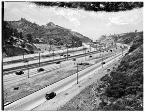 Birdseye view of the Cahuenga Freeway in Hollywood, June 1941