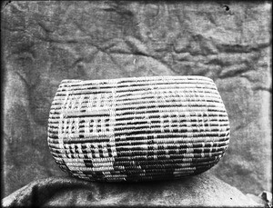 Unidentified Indian basket on display, ca.1900