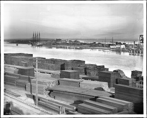 View of the inner harbor, Terminal Island Long Beach, and Signal Hill, 1898