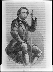 Drawn portrait of Kit Carson from "The Life and Exploration of John C. Fremont" by Charles Wentworth Upham, 1856