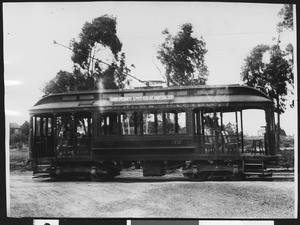 Railway car standing on tracks, San Pedro, 1911