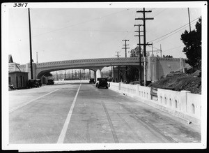 View of Venice Boulevard at West Boulevard overpass, ca.1930-1960