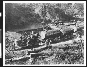 Loggers and their truck-wagon, ca.1940