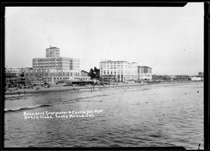 View of the Breakers, Edgewater, and Castle Del Mar Beach Clubs in Santa Monica, ca.1920