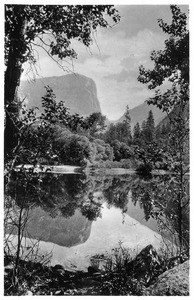 View of Mt. Watkins overlooking Mirror Lake, Yosemite Valley, Yosemite National Park California, ca.1900-1940