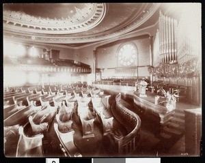 Interior view of First Methodist Episcopal Church, Pasadena, ca.1908