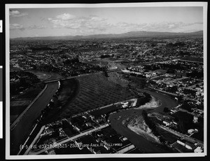 Flooded river cutting through North Hollywood, 1938