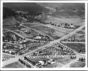 Aerial view of the Beverly Hills Hotel and the surrounding neighborhood, ca.1918