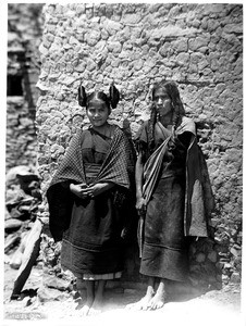 Hopi Indian woman and her daughter in the village of Oraibi, ca.1901