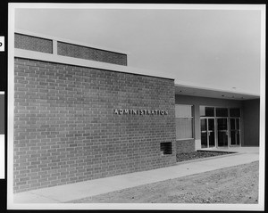 Exterior view of the Administration Building at the California State University at Los Angeles