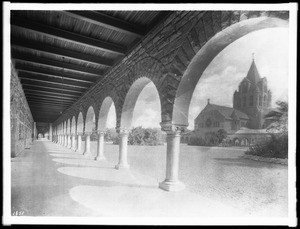 View of the chapel from the corridor at Stanford University