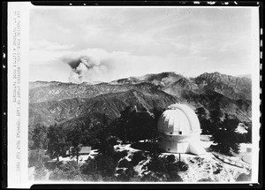 View of the San Gabriel fire, showing the start of the last outbreak that ran through to Mount Watchman and the Little Rock Watershed, 1924