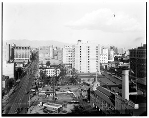 Birdseye view of Los Angeles from the top of the Chamber of Commerce building, January 1930