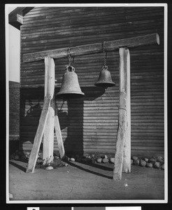 Old mission bells in San Diego, ca.1880