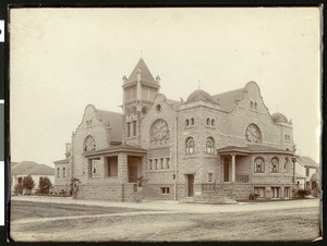 Exterior view of a Christian church in Watsonville, ca.1900