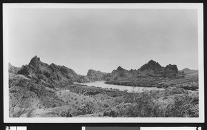 View of the Colorado River and Needles Peaks in Needles, ca.1950