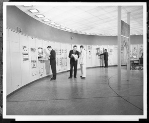 Interior view of the Ramo-Wooldridge Data Reduction Center in Los Angeles, 1950-1960