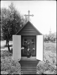 One of the stations of the cross in the garden at Mission San Jose, ca.1907