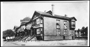 Exterior view of unidentified row houses in Los Angeles