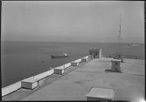 Exterior view of the Marine Exchange, showing rooftop, July 1938