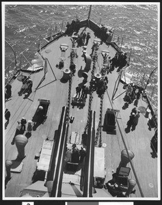 Aerial view of bow of U.S.S. Missouri, 1908