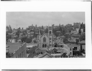 Broadway between Third and Fourth streets, looking west toward Bunker Hill, Los Angeles, ca.1890