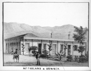 Photograph of a lithograph depicting the residence McFarland and Downey, 1870