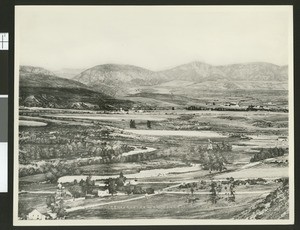 Panoramic view of Mission Valley with the mission in the distance, San Diego, ca.1880