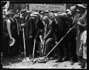 View of new State Building under construction (construction work first stages), First Street "& Broadway, November 12, 1930